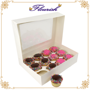Boîte de fenêtre d'emballage de cupcake de couleur blanche avec bac à papier