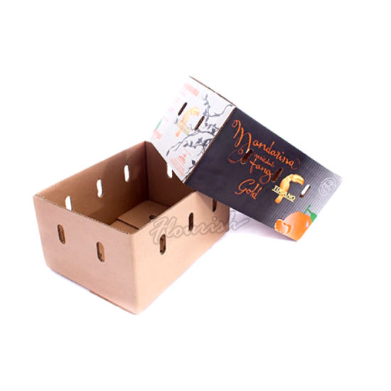 Emballage et boîte de rangement forts de taro de pomme de terre de papier ondulé de couleur brune naturelle