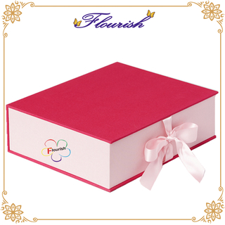 Beau livre en forme de rectangle en carton d'anniversaire boîte de cadeau de cadeau de fête de mariage avec noeud papillon