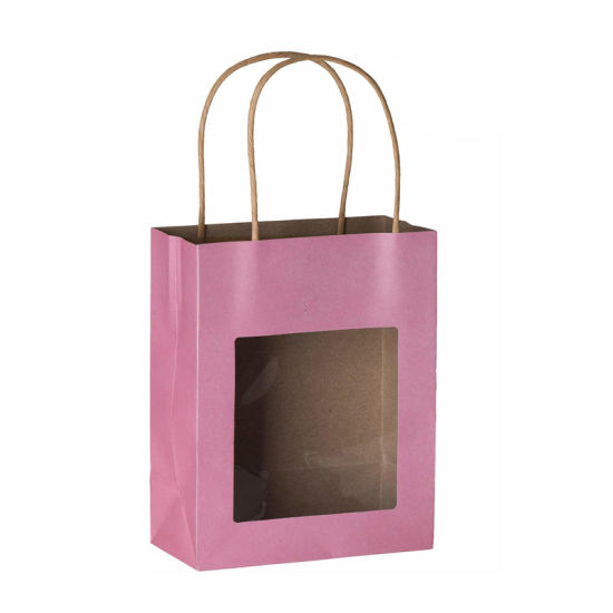 Sac en papier kraft pur avec poignée tournante en 100 GSM
