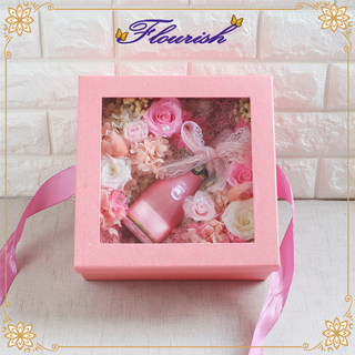 Boîte carrée d'emballage de parfum de fleur de carton pour la Saint-Valentin avec fenêtre