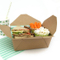 Boîte de hamburger pliable de salade de restauration rapide de papier kraft de qualité alimentaire de couleur brune naturelle