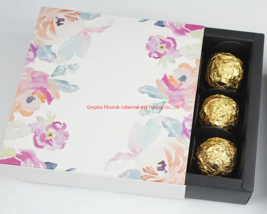 Boîte cadeau chocolat papier d'art blanc avec ruban jaune