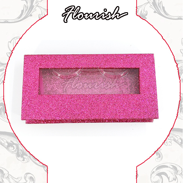 Boîte de fenêtre de coeur d'emballage de cils de papier d'art rose doux