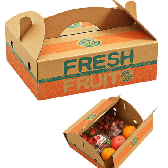 Forte boîte en carton ondulé profond de fruits de kiwi de Pitaya de citron de pomme avec la poignée