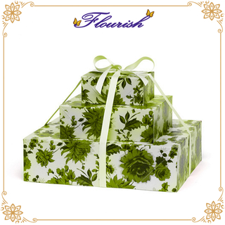 Boîte de nidification de cadeau de mariage d'impression de faveur de fleuriste vert romantique